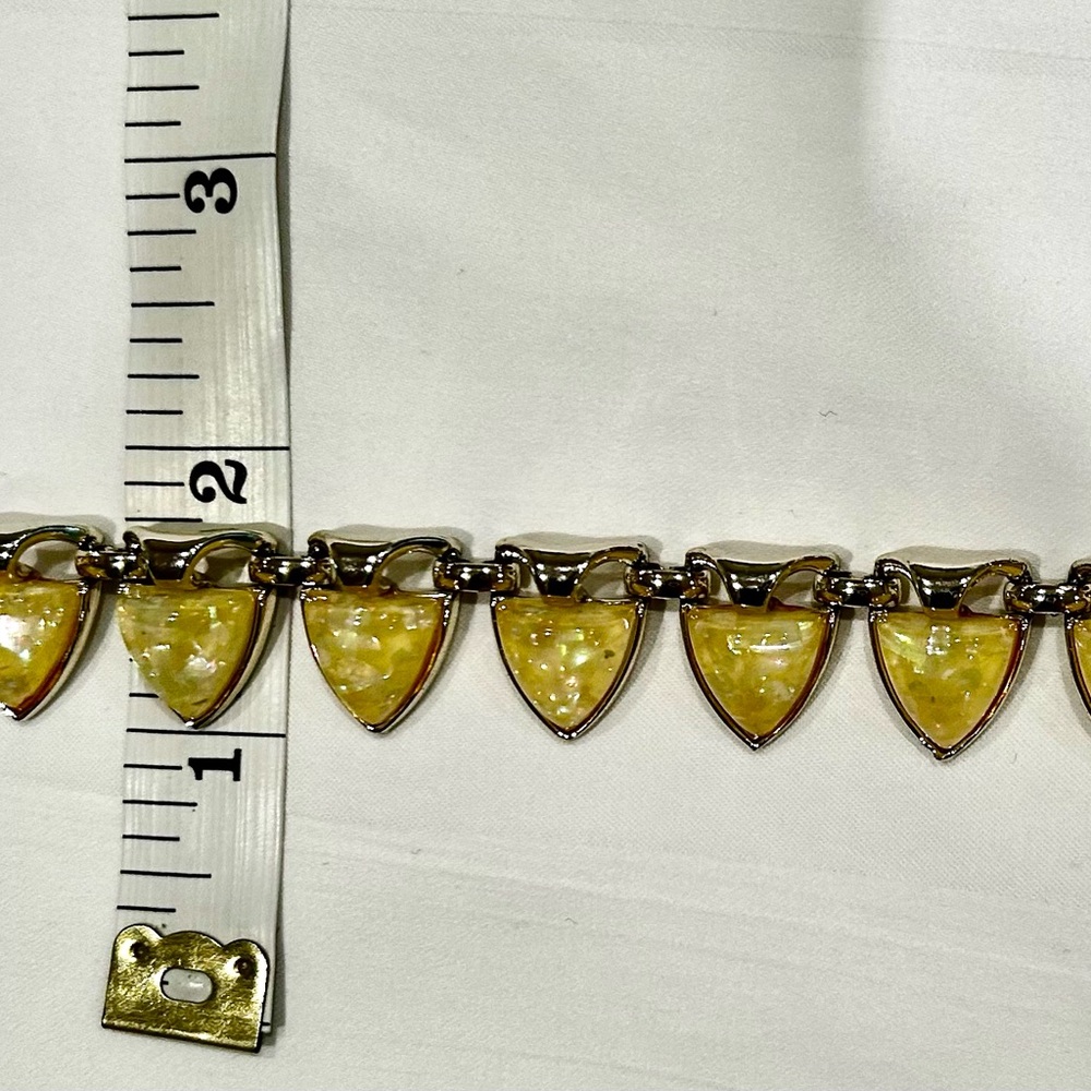 Vintage Yellow (heart or shield shape) Necklace with Silver Accents - Picture 7 of 9